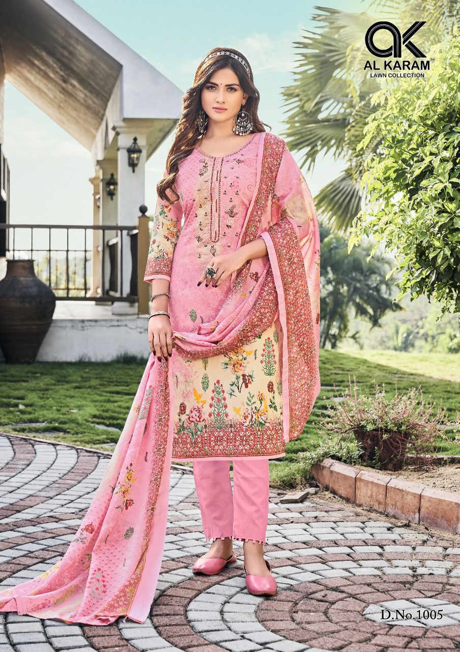 Al Karam Gulfam 1 Casual Wear Wholesale Printed Cotton Dress Material 